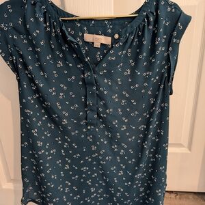 LOFT Teal Floral Women's Top